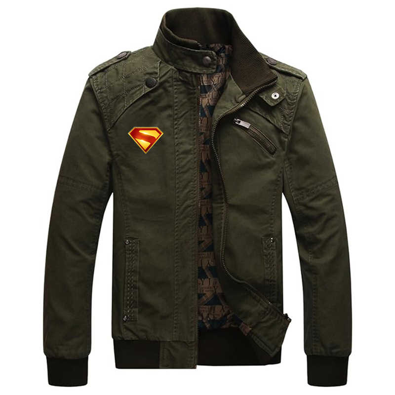 Men's Superman 2025 Dwar Casual Washed Cotton Military Outdoor Jackets with Shoulder Straps