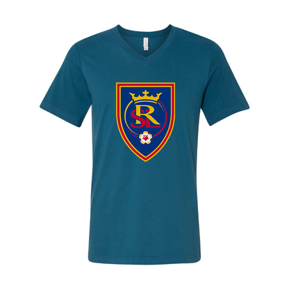 Men's Real Salt Lake Soccer BELLA  CANVAS  Jersey V-Neck Tee