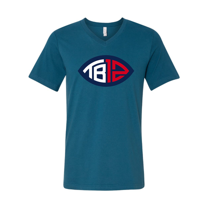 Men's Tom Brady 12 BELLA  CANVAS  Jersey V-Neck Tee
