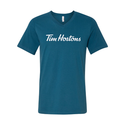 Men's Tim Hortons BELLA  CANVAS  Jersey V-Neck Tee