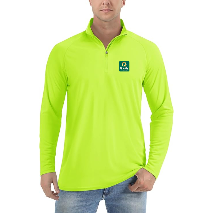 Men's Quality Inn & Suites Lightweight Quarter-Zip Athletic Shirt Long Sleeve Performance Wear
