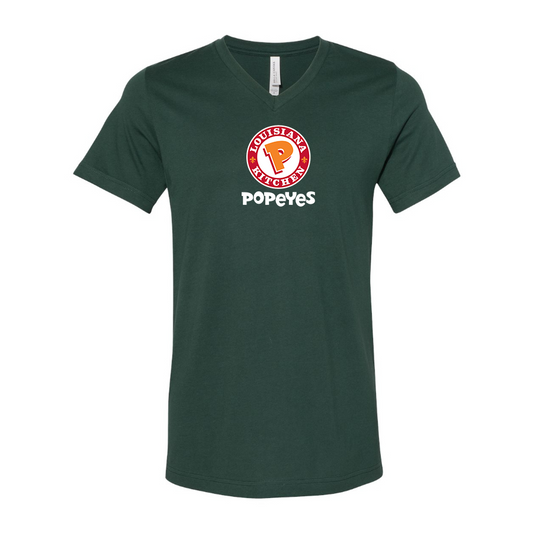Men's Popeyes Louisiana Kitchen BELLA  CANVAS  Jersey V-Neck Tee
