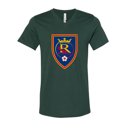 Men's Real Salt Lake Soccer BELLA  CANVAS  Jersey V-Neck Tee