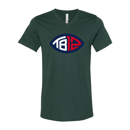 Men's Tom Brady 12 BELLA  CANVAS  Jersey V-Neck Tee