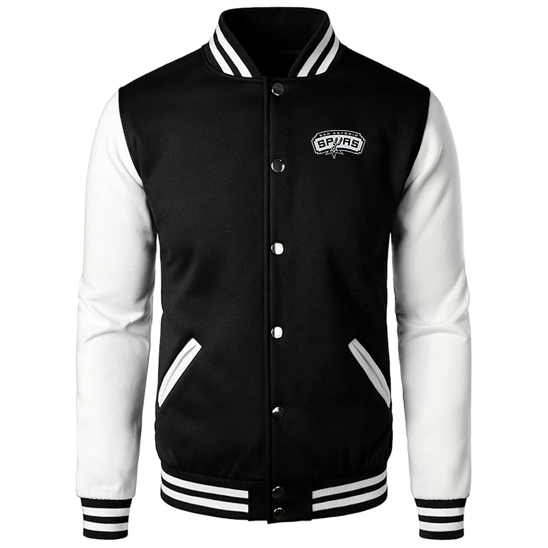 Men’s  San Antonio Spurs Varsity Baseball Jacket Cotton Blend Letterman Jackets