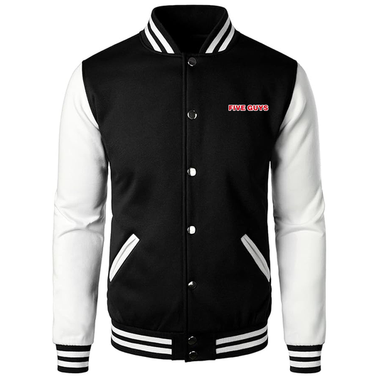 Men’s Five Guys Varsity Baseball Jacket Cotton Blend Letterman Jackets