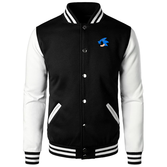 Men’s  Sonic the Hedgehog Varsity Baseball Jacket Cotton Blend Letterman Jackets