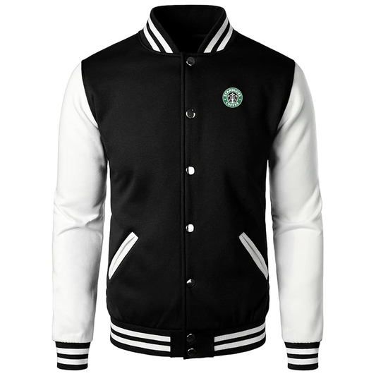 Men’s  Starbucks Coffee Varsity Baseball Jacket Cotton Blend Letterman Jackets