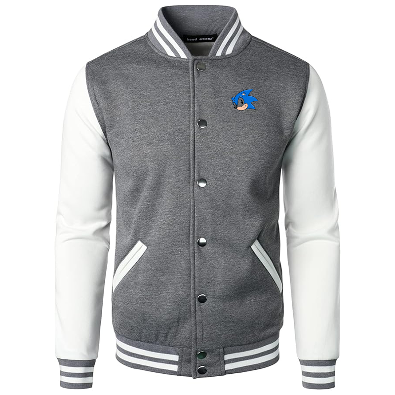 Men’s  Sonic the Hedgehog Varsity Baseball Jacket Cotton Blend Letterman Jackets