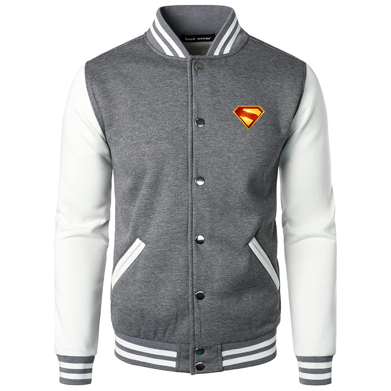 Men’s Superman 2025 Varsity Baseball Jacket Cotton Blend Letterman Jackets