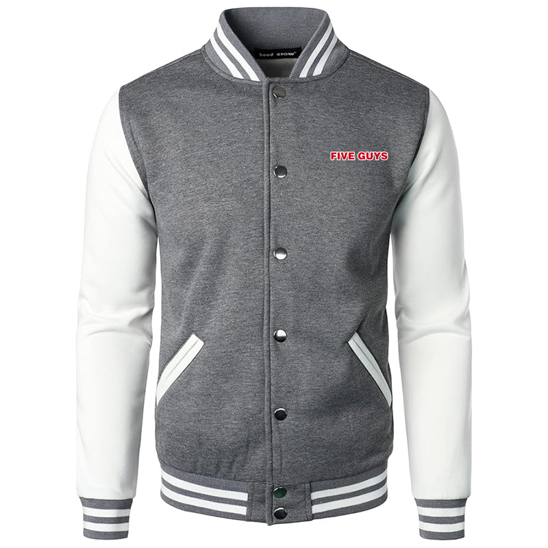 Men’s Five Guys Varsity Baseball Jacket Cotton Blend Letterman Jackets