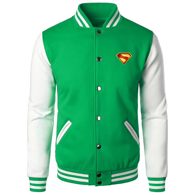 Men’s Superman 2025 Varsity Baseball Jacket Cotton Blend Letterman Jackets