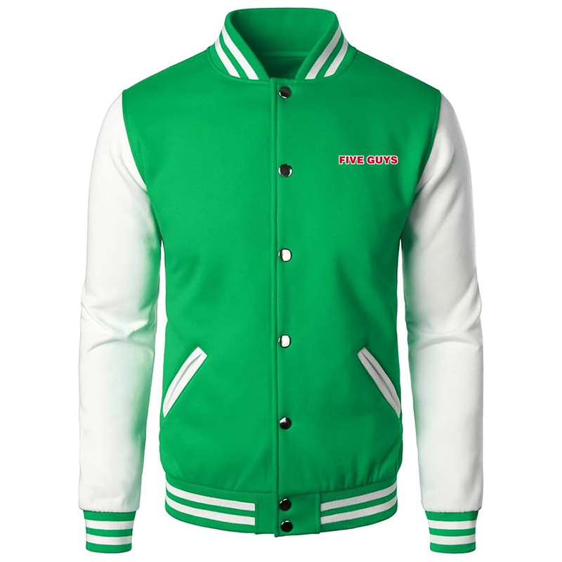 Men’s Five Guys Varsity Baseball Jacket Cotton Blend Letterman Jackets