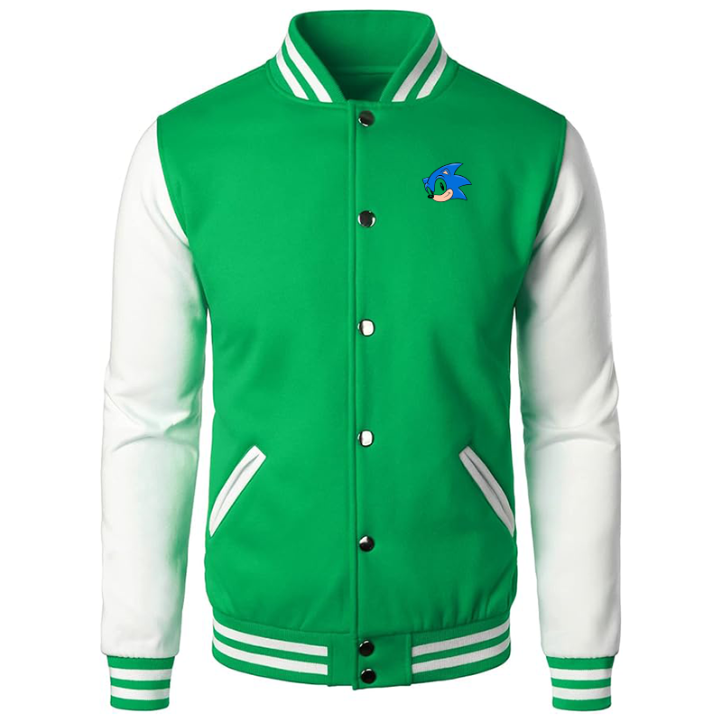 Men’s  Sonic the Hedgehog Varsity Baseball Jacket Cotton Blend Letterman Jackets