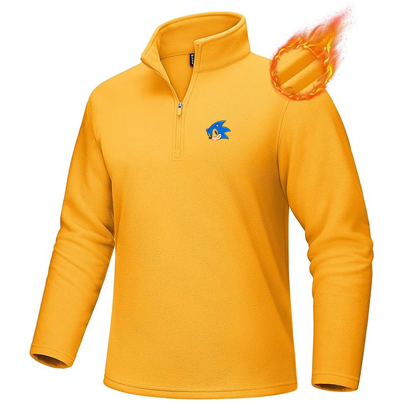 Men's  Sonic the Hedgehog MAGCOMSEN Quarter-Zip Pullover Polar Fleece Sweatshirt Stand Collar Long Sleeve Shirt for Men Thermal Winter Fall