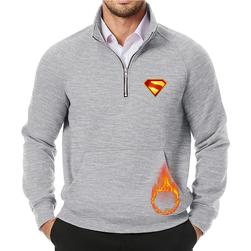 Men's Superman 2025  JMIERR Quarter Zip Pullover Heavy Sweatshirts Warm Fleece Sweatshirt Polo