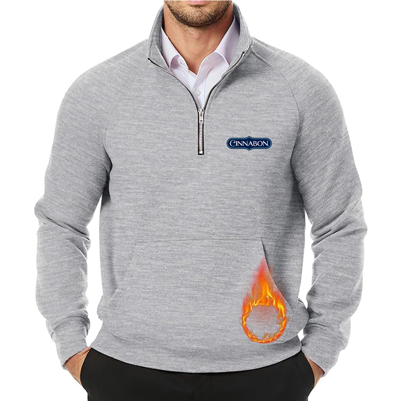 Men's Cinnabon JMIERR Quarter Zip Pullover Heavy Sweatshirts Warm Fleece Sweatshirt Polo