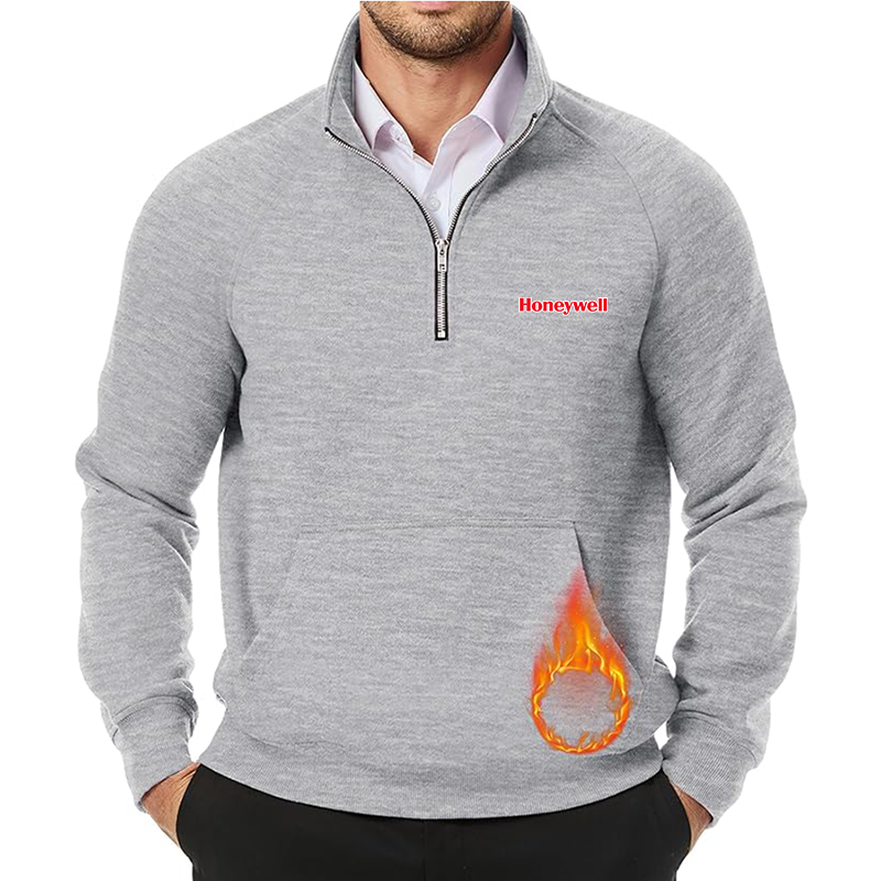 Men's Honeywell  JMIERR Quarter Zip Pullover Heavy Sweatshirts Warm Fleece Sweatshirt Polo