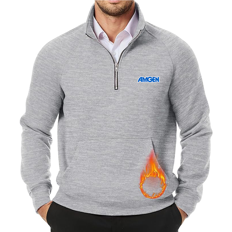 Men's Amgen JMIERR Quarter Zip Pullover Heavy Sweatshirts Warm Fleece Sweatshirt Polo