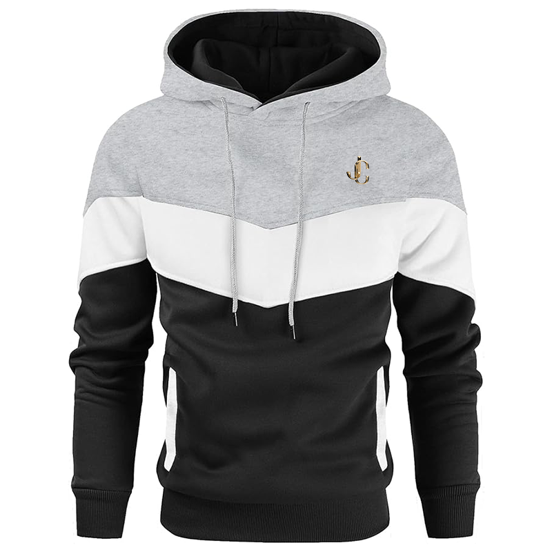 Men's  Jimmy Choo  Gesean Novelty Color Block Pullover Fleece Hoodie Long Sleeve Casual Sweatshirt with Pocket