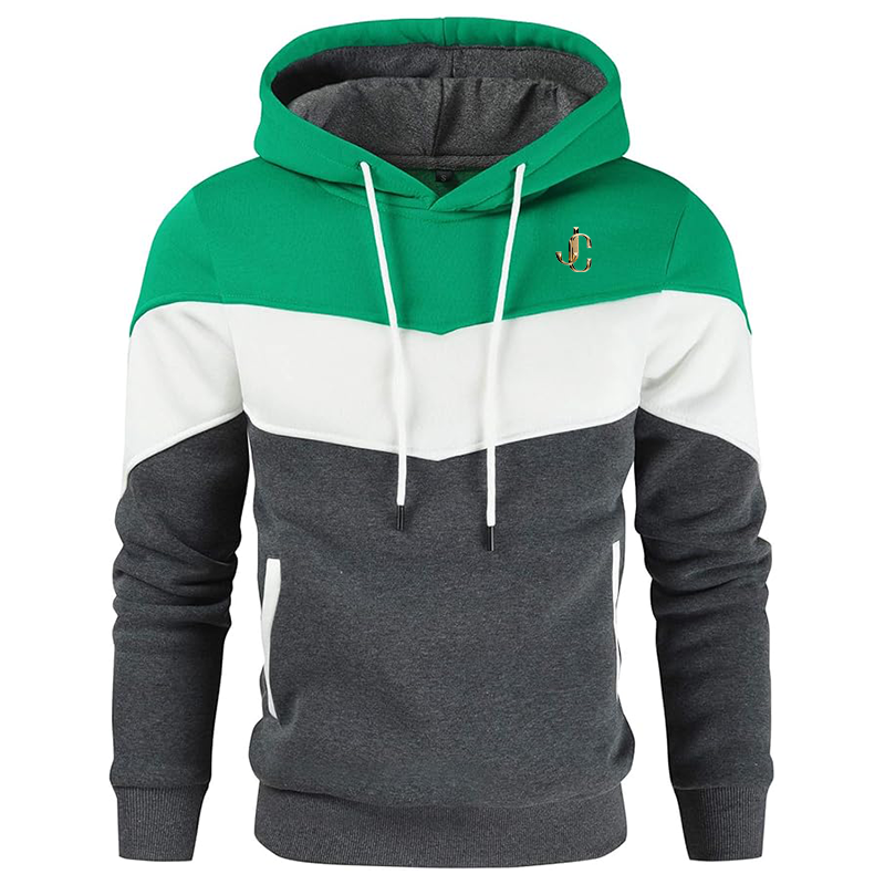 Men's  Jimmy Choo  Gesean Novelty Color Block Pullover Fleece Hoodie Long Sleeve Casual Sweatshirt with Pocket