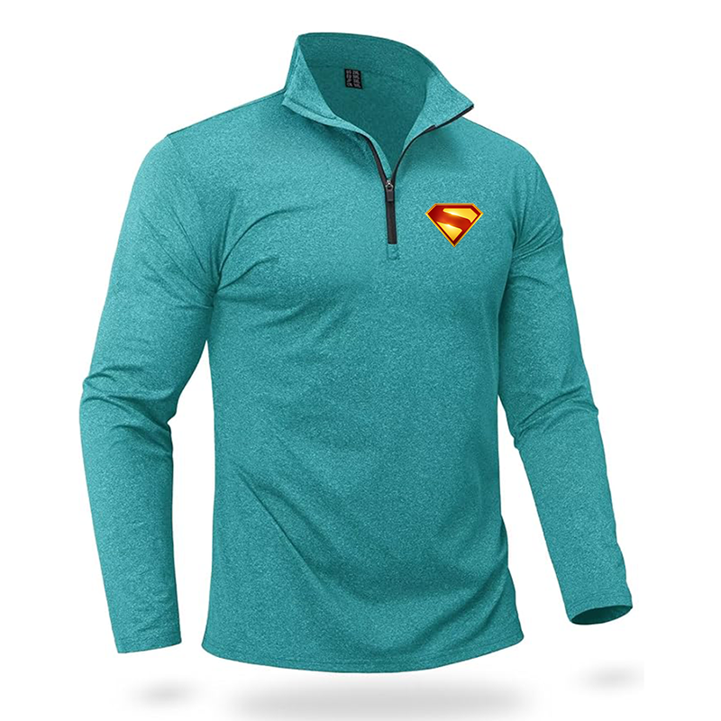 Men's Superman 2025  Quarter Zip Pullover Premium Fleece Lined Heather Long Sleeve Golf Shirts Midweight 1/4 Half Zip Sweatshirts