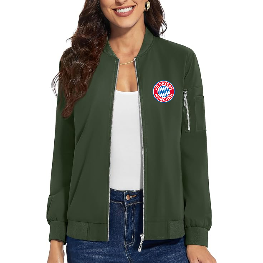 Women's FC Bayern Munich Premium Bomber Jacket with Polished Detailing and Functional Sleeve Pocket Modern Luxury Outerwear
