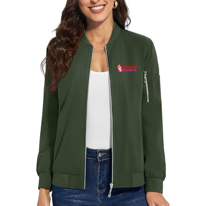Women's Dunkin Donuts Premium Bomber Jacket with Polished Detailing and Functional Sleeve Pocket Modern Luxury Outerwear