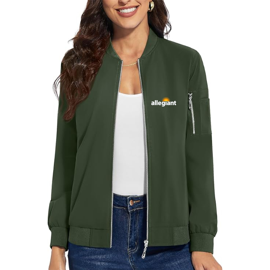 Women's Allegiant Air Premium Bomber Jacket with Polished Detailing and Functional Sleeve Pocket Modern Luxury Outerwear