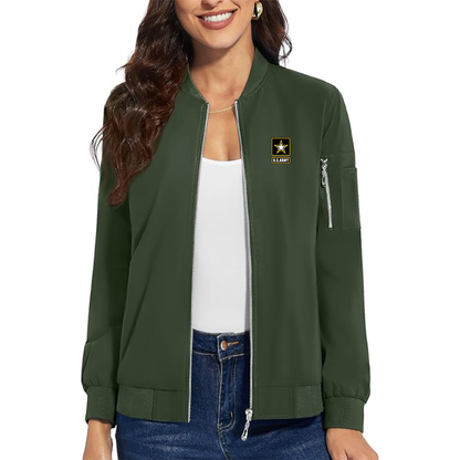 Women's   U.S. ARMY Premium Bomber Jacket with Polished Detailing and Functional Sleeve Pocket Modern Luxury Outerwear