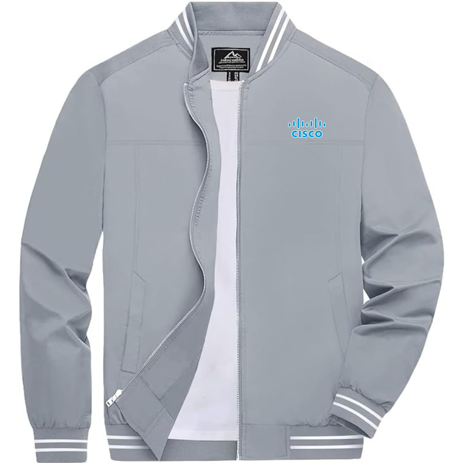 Men's Cisco Lightweight Zip-Up Bomber Jacket with Ribbed Collar and Cuffs Versatile Casual Outerwear
