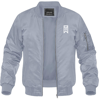 Men's Tiger Woods Lightweight Bomber Jacket Windbreaker Softshell Varsity Jacket