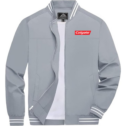 Men's Colgate Lightweight Zip-Up Bomber Jacket with Ribbed Collar and Cuffs Versatile Casual Outerwear