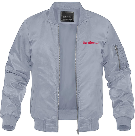 Men's Tim Hortons  Lightweight Bomber Jacket Windbreaker Softshell Varsity Jacket
