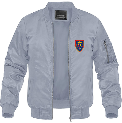 Men's Real Salt Lake Soccer Lightweight Bomber Jacket Windbreaker Softshell Varsity Jacket