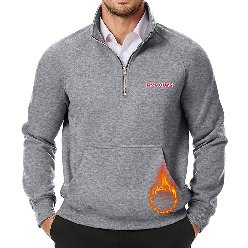 Men's Five Guys JMIERR Quarter Zip Pullover Heavy Sweatshirts Warm Fleece Sweatshirt Polo