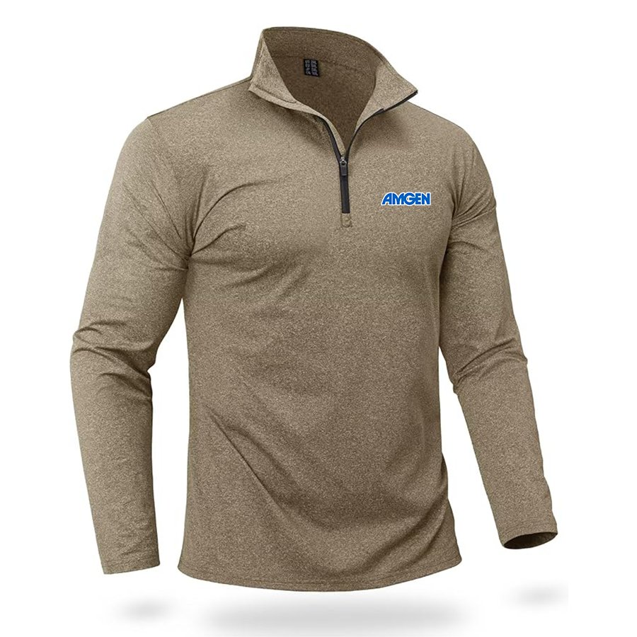 Men's Amgen Quarter Zip Pullover Premium Fleece Lined Heather Long Sleeve Golf Shirts Midweight 1/4 Half Zip Sweatshirts