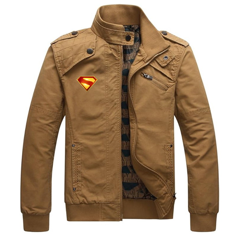 Men's Superman 2025 Dwar Casual Washed Cotton Military Outdoor Jackets with Shoulder Straps