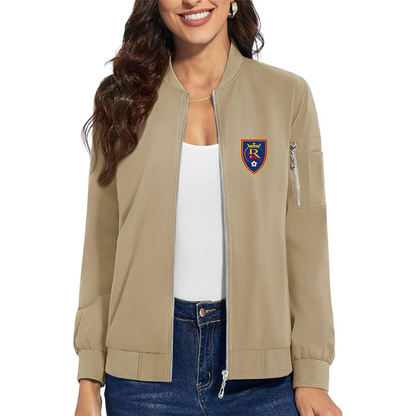 Women's Real Salt Lake Soccer Premium Bomber Jacket with Polished Detailing and Functional Sleeve Pocket Modern Luxury Outerwear