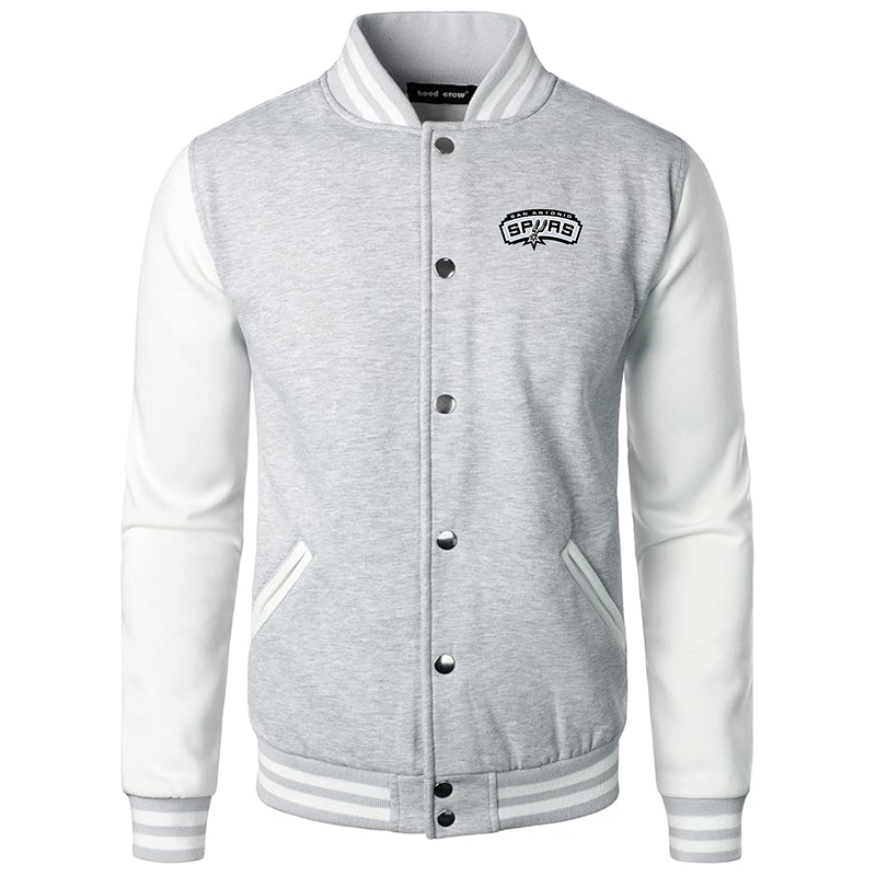 Men’s  San Antonio Spurs Varsity Baseball Jacket Cotton Blend Letterman Jackets