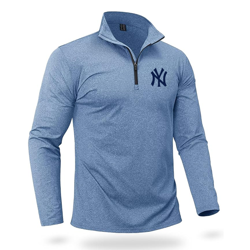 Men's New York NY Yankees Quarter Zip Pullover Premium Fleece Lined Heather Long Sleeve Golf Shirts Midweight 1/4 Half Zip Sweatshirts