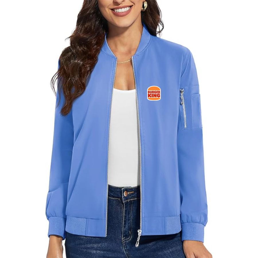 Women's Burger King Premium Bomber Jacket with Polished Detailing and Functional Sleeve Pocket Modern Luxury Outerwear