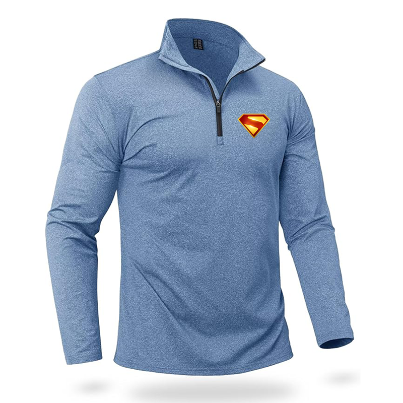Men's Superman 2025  Quarter Zip Pullover Premium Fleece Lined Heather Long Sleeve Golf Shirts Midweight 1/4 Half Zip Sweatshirts
