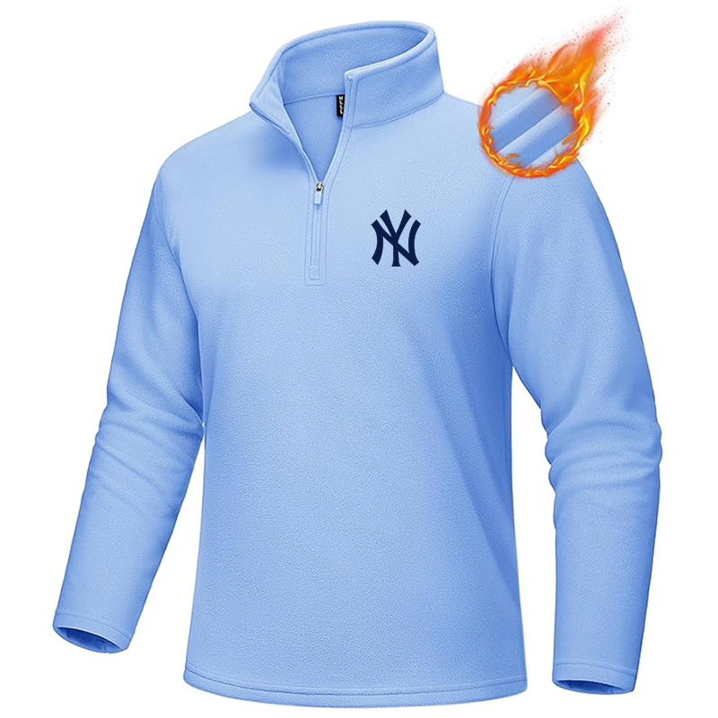Men's New York NY Yankees  MAGCOMSEN Quarter-Zip Pullover Polar Fleece Sweatshirt Stand Collar Long Sleeve Shirt for Men Thermal Winter Fall