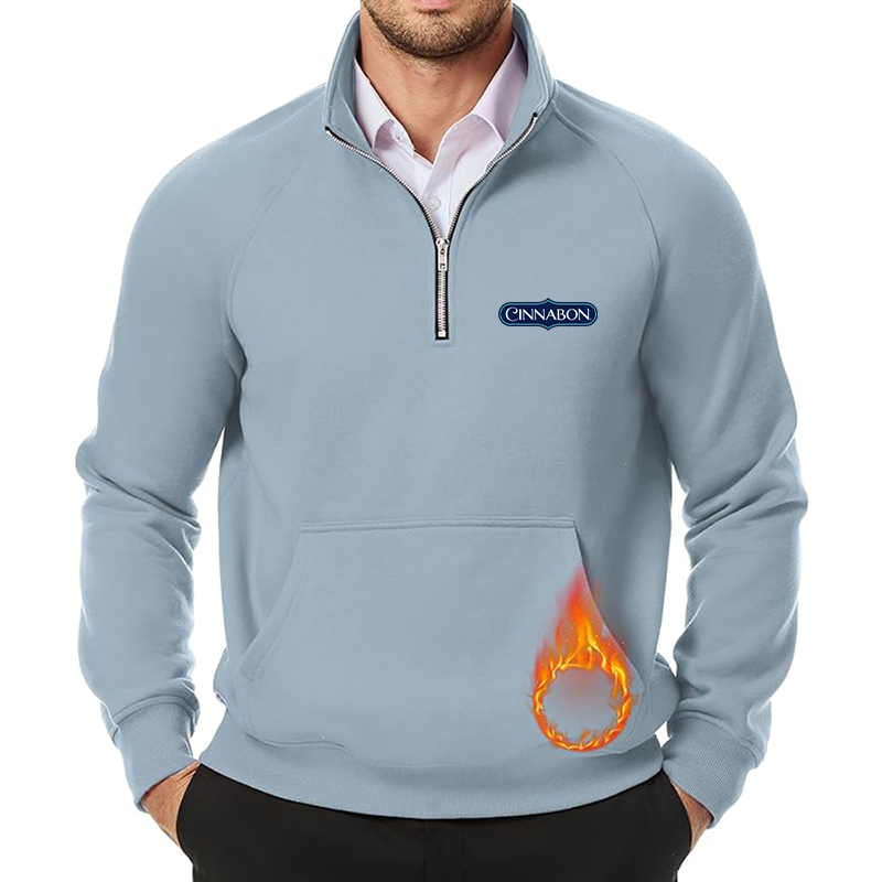 Men's Cinnabon JMIERR Quarter Zip Pullover Heavy Sweatshirts Warm Fleece Sweatshirt Polo