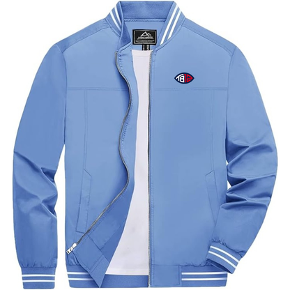 Men's Tom Brady 12 Lightweight Zip-Up Bomber Jacket with Ribbed Collar and Cuffs Versatile Casual Outerwear