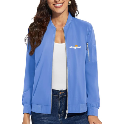 Women's Allegiant Air Premium Bomber Jacket with Polished Detailing and Functional Sleeve Pocket Modern Luxury Outerwear