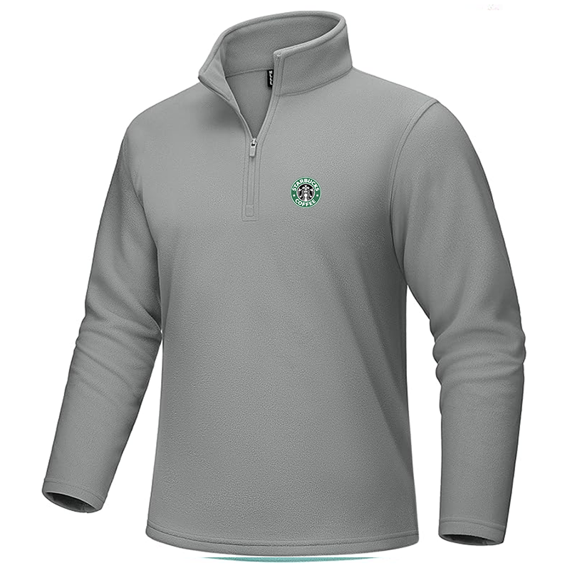 Men's  Starbucks Coffee  MAGCOMSEN Quarter-Zip Pullover Polar Fleece Sweatshirt Stand Collar Long Sleeve Shirt for Men Thermal Winter Fall