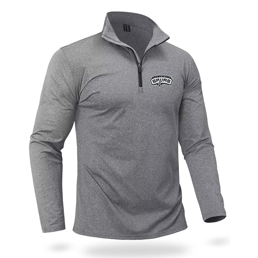 Men's San Antonio Spurs   Quarter Zip Pullover Premium Fleece Lined Heather Long Sleeve Golf Shirts Midweight 1/4 Half Zip Sweatshirts