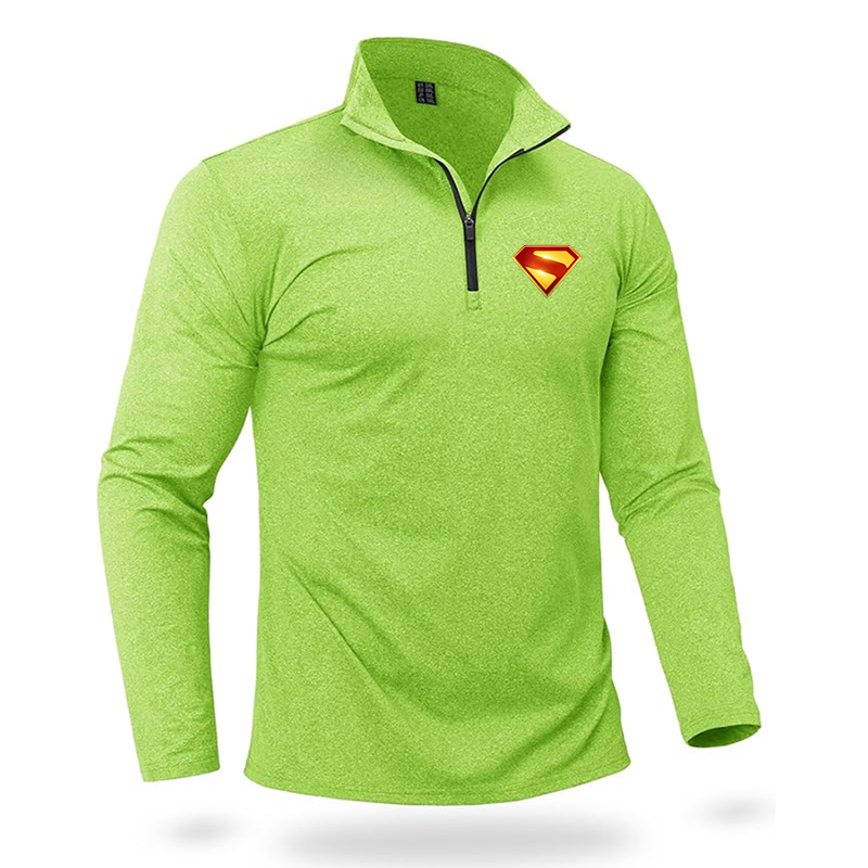 Men's Superman 2025  Quarter Zip Pullover Premium Fleece Lined Heather Long Sleeve Golf Shirts Midweight 1/4 Half Zip Sweatshirts